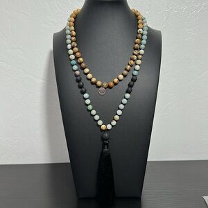 OKIKO Japan 108 Mala Gemstone Bead Hand Knotted Prayer Yoga Meditation Necklace